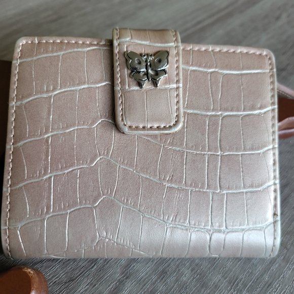 None Handbags - Cream Croc-Embossed Bifold Wallet